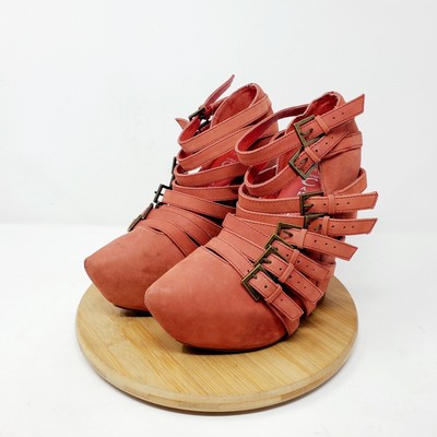 Jeffrey Campbell Zip-2 Shoes Womens 5.5 Red Nubuck Wedge  display picture 3