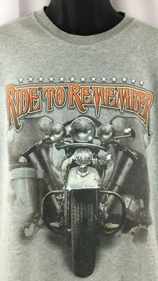 Ride to Remember 26th Leslie Watson Memorial Biker Mens Tshirt Silver Large