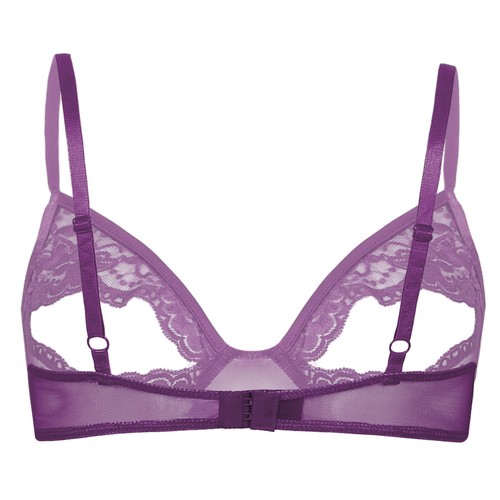 Women Lingerie Soft Sheer Lace Floral Nipple Split Bralette Unlined Bra Tops - 第 51/91 張圖片