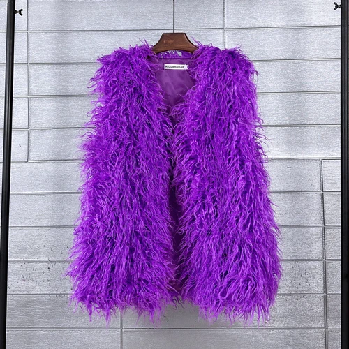 Mujeres Talla Grande Imitación Lana Piel Largo Imitación Skeep Piel Invierno Chaleco Cálido - Imagen 34 de 43