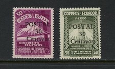 L532 Équateur 1944 Affranchissement Aérien Surcharge 2v. MNH