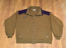 Vintage Columbia Fleece Jacket Men's XL Brown w/ Purple Trim Full Zip USA Made