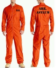 BANE ASYLUM Prison Jail Costume JUMPSUIT Best Quality Orange Halloween Cosplay