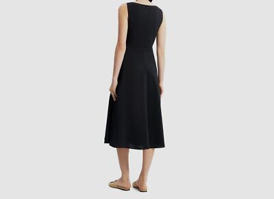 theory cut out flare dress $395 Theory Womens Black Sleeveless Cutout V-Neck Midi Fit & Flare Dress  Size 0