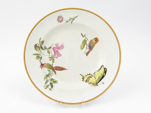 Vintage Wedgwood Creamware Hummingbird & Flora Dinner Plate 10 1/8" Yellow Moth - Picture 1 of 7