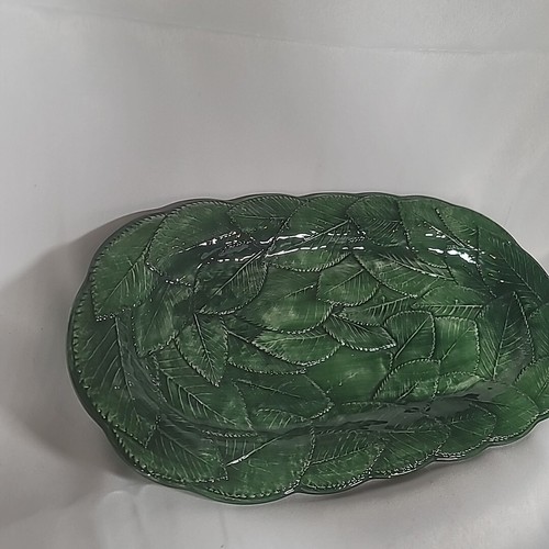 Vintage Italian Vietri Foglia Leonardo Lemon Leaf Pattern 16” Oval Platter - Picture 2 of 11