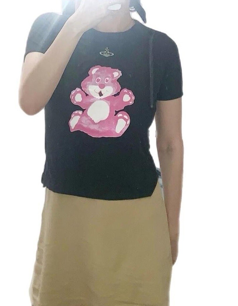 rare vintage 90s vivienne westwood teddy bear orb top shirt black  