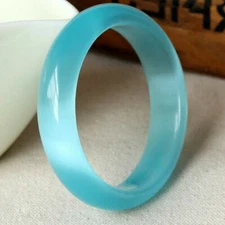 Beautiful Natural Sky Blue cat's eye Gems Bangle Hand Made Bracelet 54-66mm