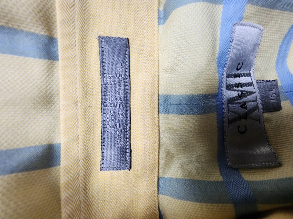 Camisa de vestir XMI clásica con botones para hombre 16L amarilla azul a cuadros ¿ver estado XLT? Foto 4 de 4