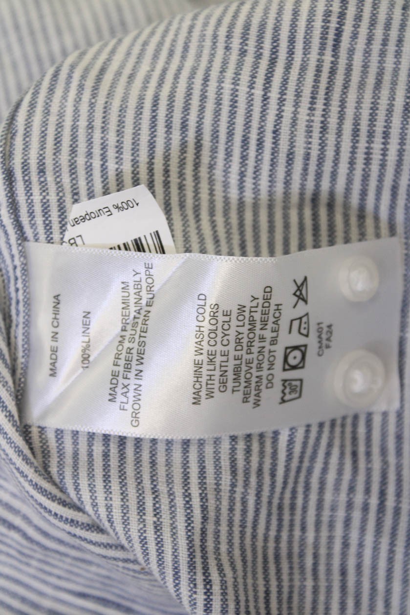 Quince Womens Basic Striped Linen Collared Button… - image 5