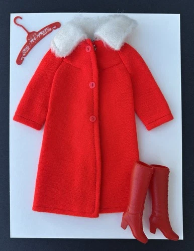 Vintage 1971-197 MOD Barbie COLD SNAP #3429 Red Coat and Boots Set Excellent