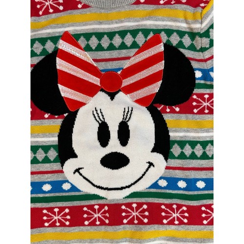 Disney Store Minnie Mouse Festive Resortwear Colorful Sweater Kids Size 7/8 - Picture 3 of 9