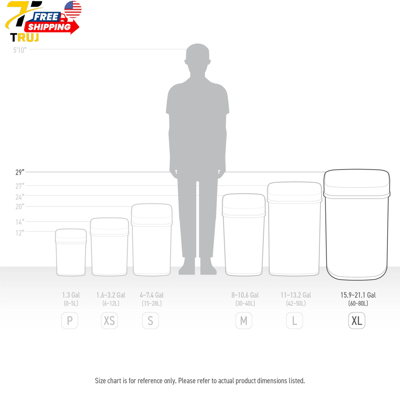 Touchless Automatic Kitchen Trash Can 21.1 Gallon Motion Sensor Stainless Steel