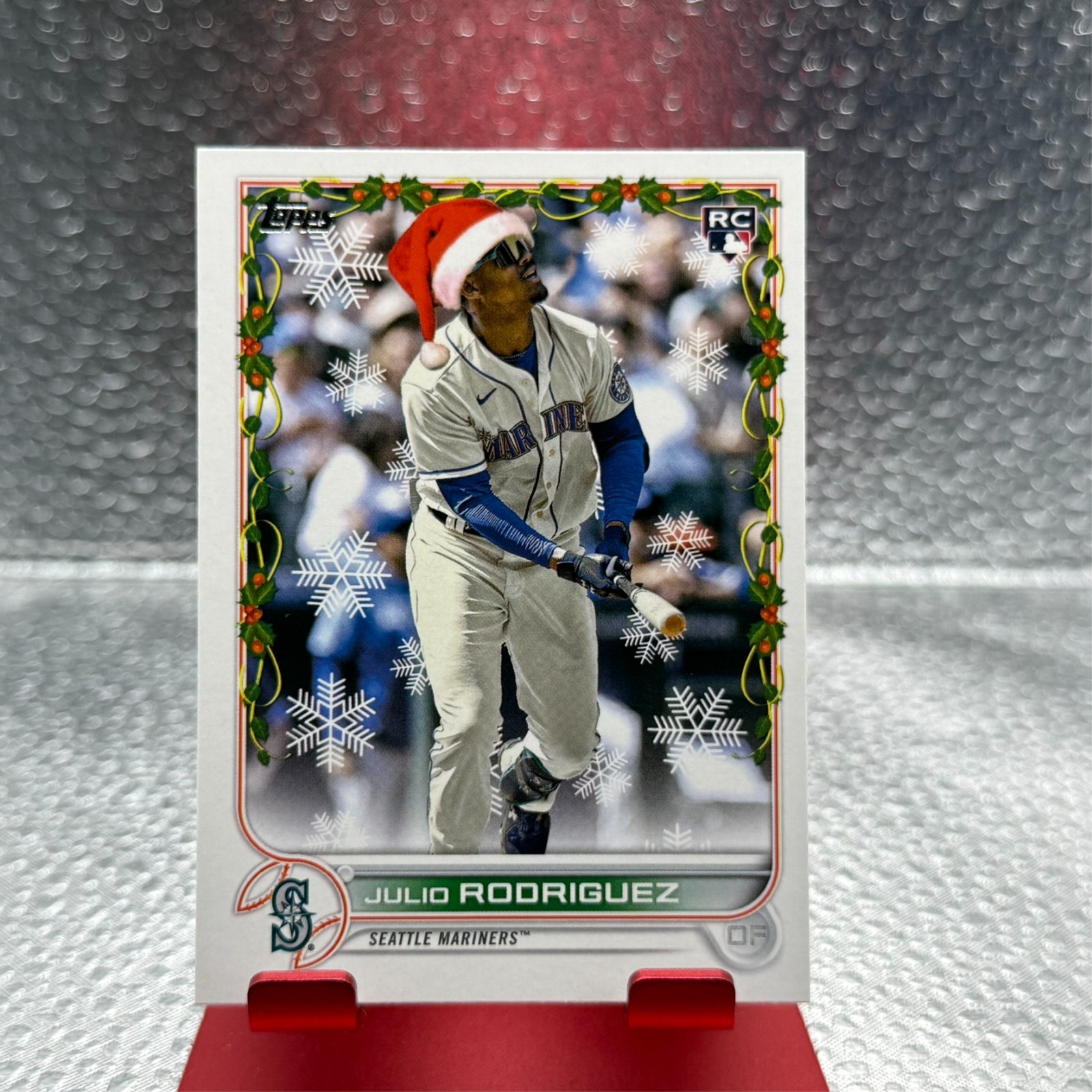 2022 Topps Holiday #HW44 Julio Rodriguez Rookie Santa Hat SSSP
