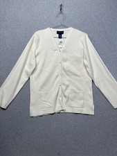 Vintage CHARTER CLUB Button Up Cardigan Cotton Women L Simple Gannycore Classic
