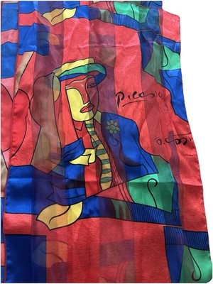 Pablo Picssso Scarf 14 X 54 Abstract Bright Maximalist Dopamine Art To Wear Chic