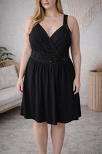 Ayanapa Black Sparkly Sequin Dress UK 14 Vintage Party Cocktail Evening Glam Y2K