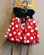 Minnie Mouse Infant Toddler Costume Dress Red Polka Dot Puffed Sleeves Brooch