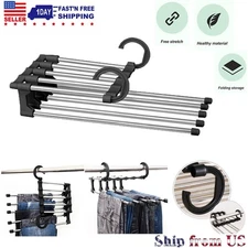 5 in 1 Multi-functional Pants Rack Shelves Stainless Steel Wardrobe Magic Hanger
