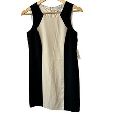 XXI Forever 21 Black & Ivory Sheath Sleeveless Mini Dress Women's Small NEW