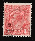 1914 KGV 1d RED SINGLE WMK "SUBSTITUTED CLICHE" BRUSDEN-WHITE 71(2)KA $150 RARE!