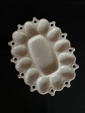 Vintage Fostoria Randolph Milk Glass Deviled Egg Plate Platter Easter Spring