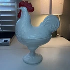 VINTAGE Westmoreland Milk Glass Rooster Covered Candy Dish