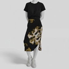 DKNY Women's Black Lined Crew Neck Lined Cotton Modal T-Shirt MIDI Dress Sz XS