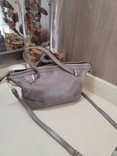 Halston Heritage Gray Leather Crossbody Bag Purse EUC