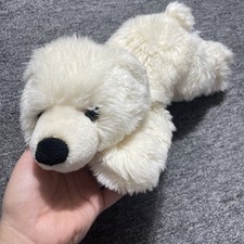 Sea World Polar Bear Plush Fluffy Stuffed Animal Cream Laying Teddy 13 inch Vtg