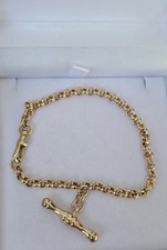9ct Yellow Gold Albert-Style T-Bar Bracelet , length 18.5cm