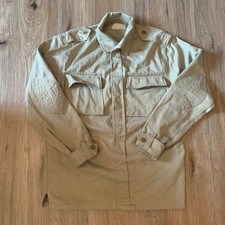 Vintage 1970s Spanish military utility dress shirt in khaki tan -size medium men