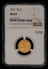 1913 G$2.50 Indian Head Gold Quarter Eagle - Frosty PQ - NGC MS 63 - SKU-G5727