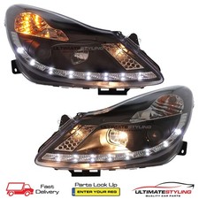 Vauxhall Corsa D Headlights 2006-2011 LED DRL Black Projector Upgrade SXi VXR