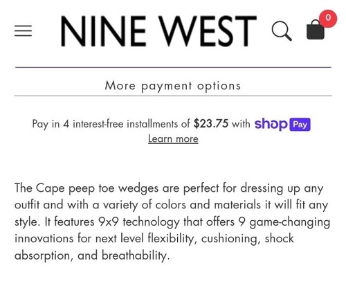 Nine West Cape Size 6.5M Wedge Pump Black Man Made Upper New - Picture 5 of 19
