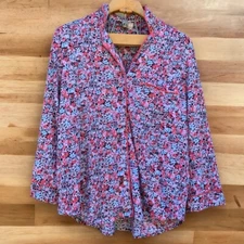 Secret Treasures Womens Long Sleeve Button Up Floral Pajama Top Size L (12-14)