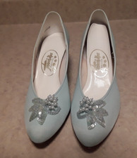 Touch Ups By Benjamin Walk Satin Pumps Dyed Lt. Blue with Pearls  Sequins 10M