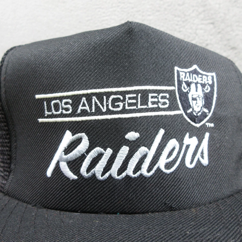 洛杉矶突袭者队老式安科卡车司机帽平沿帽黑色NFL网格脚本# — 第 3/4 张图片