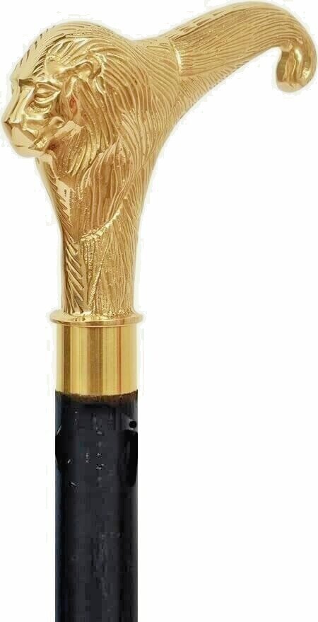 Nautical Solid Brass Lion Head Handle Black Woode… - image 2