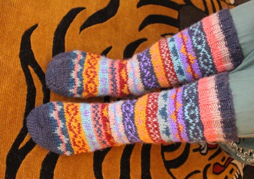 Dark Blue Mixed Color Pure Woolen Children Knee High Socks-WO57CHS - Picture 4 of 13