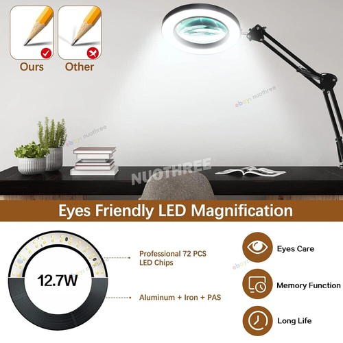 10X Magnifying Glass with Light and Stand LED Desk Lamp Dimmable for Craft Hobby - Picture 8 of 11