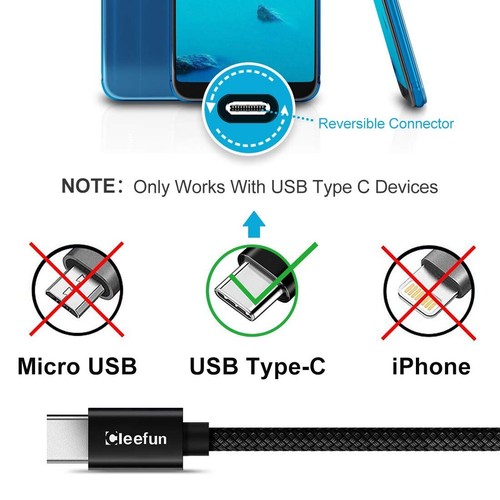 Extra Long USB C Cable 60ft Nylon Braided Fast Charging for Phone Tablet Camera - Zdjęcie 9 z 9