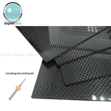 Carbon Fibre Sheet Board 300mm x 200mm GLOSS TWILL Weave 1mm 1.5mm 2mm 3mm 4mm 
