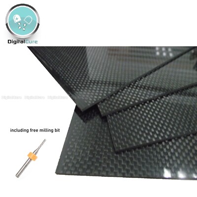 Carbon Fibre Sheet Board 300mm x 200mm GLOSS TWILL Weave 1mm 1.5mm 2mm ...