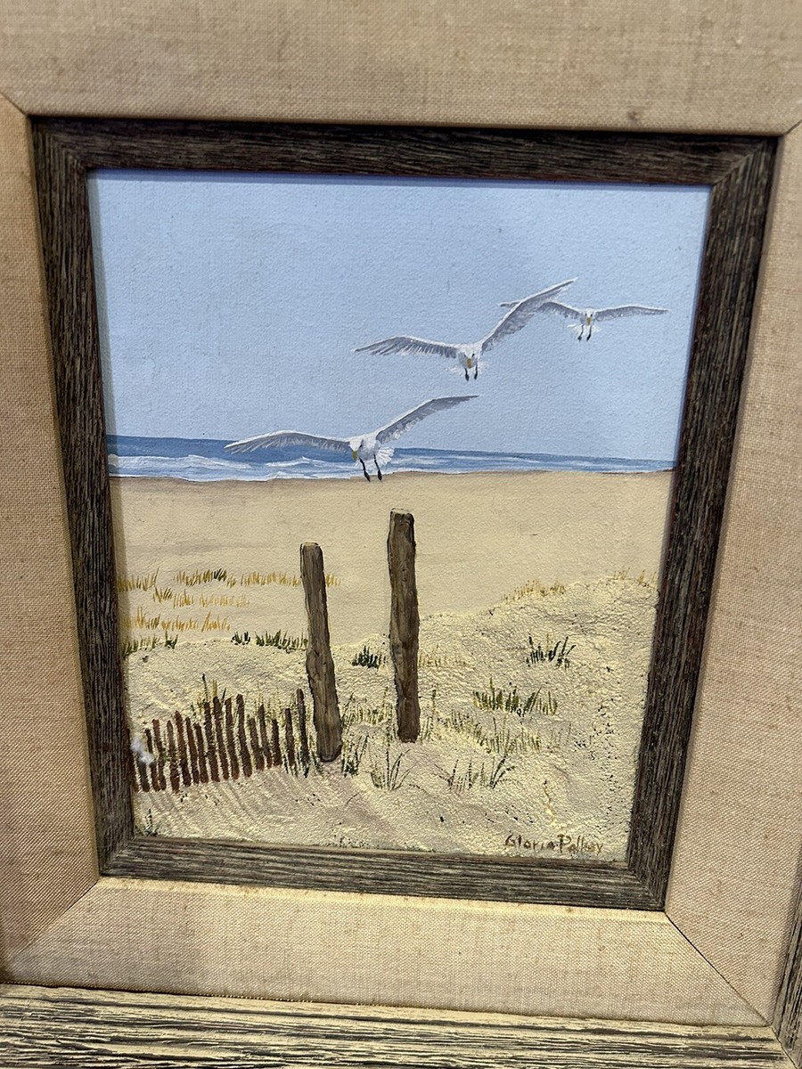 Gloria Pelkey Seagulls Coastal Seascape Mixed Media Framed