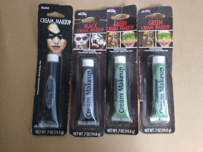 Lot of 4 Fun World Makeup 4 oz. Each 2 Black 2 Green