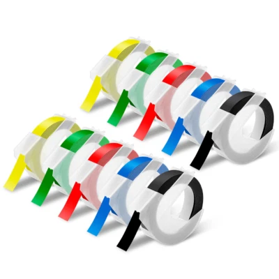 PRINTER-MALL DYMO S0898130 Embossing Tape 9mm x 3m White on Red/Blue/Black/Green/Yellow