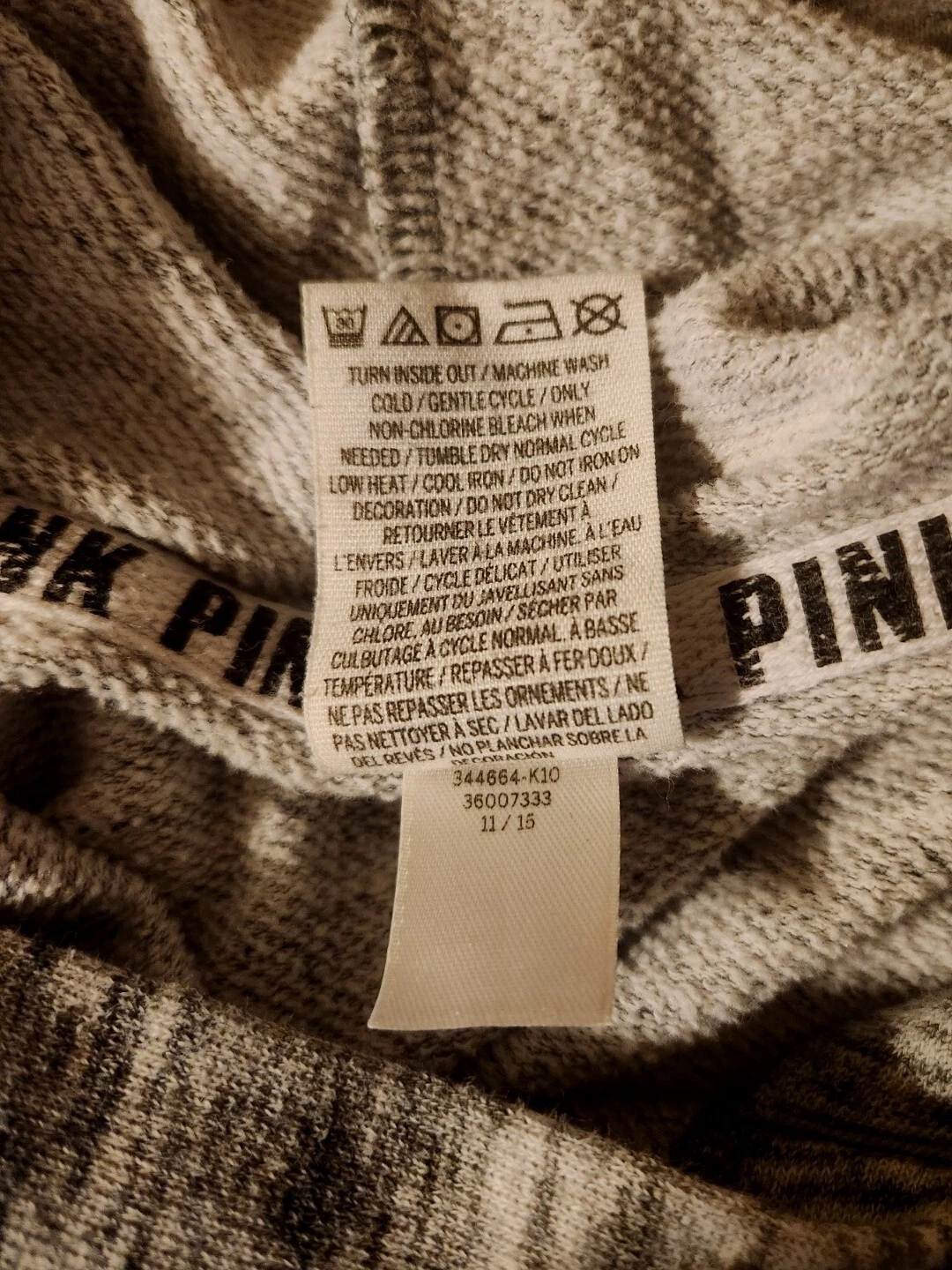 UNDERCOVER Felpa con cappuccio grigia logo Victoria's Secret VS ROSA taglia M oversize con tasca