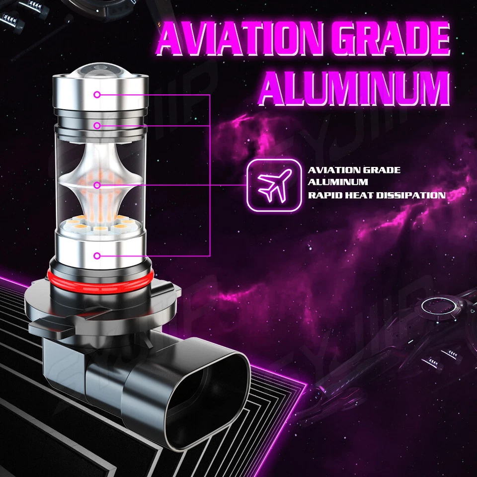 2 Piezas 9145 H10 HB3 9005 LED Rosa Púrpura Luz Antiniebla Conducción DRL Bombillas Foto 2 de 4