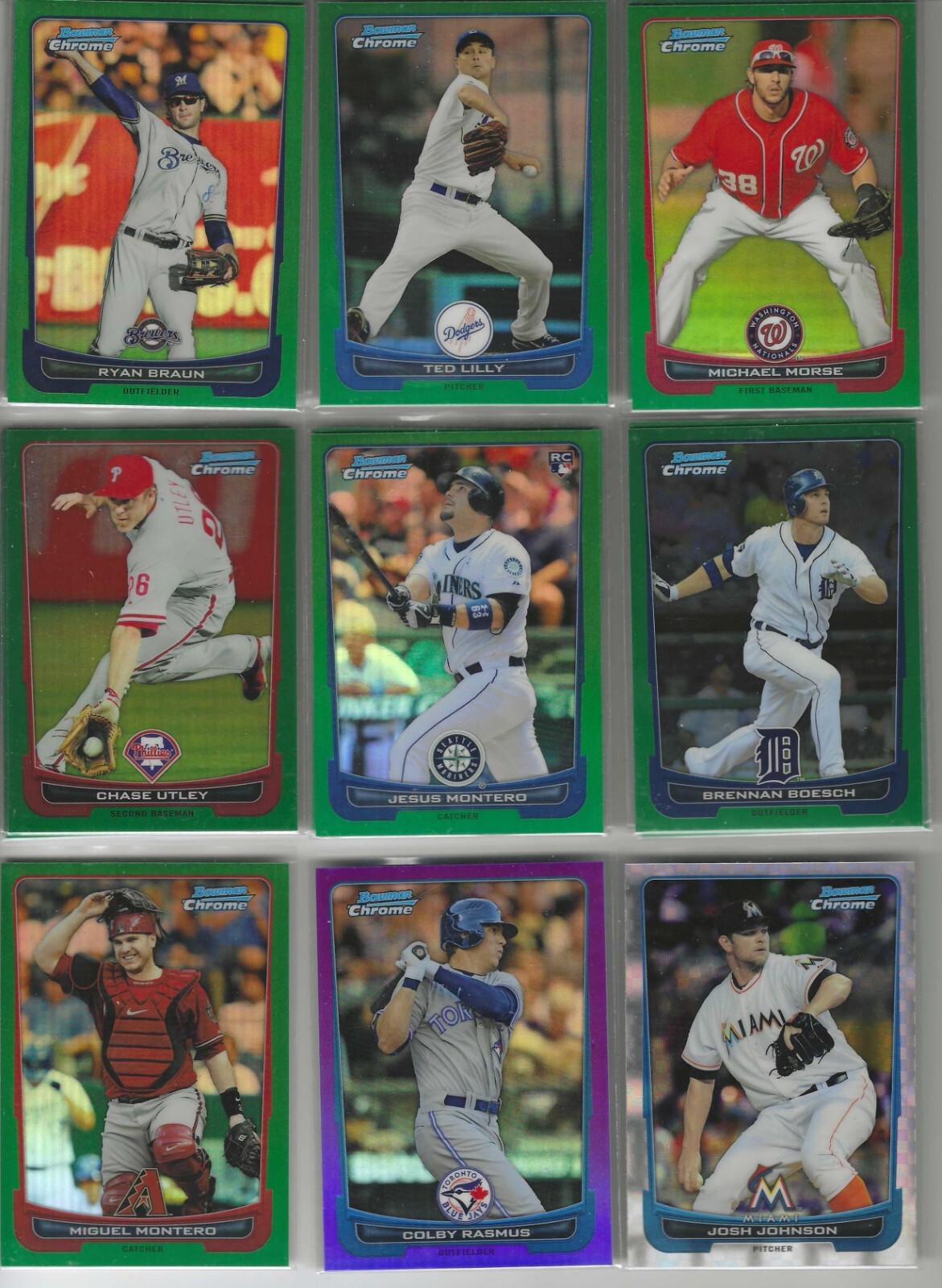 2012 Bowman Chrome & Prospects Refractor Parallels you pick Green Blue Xfractors